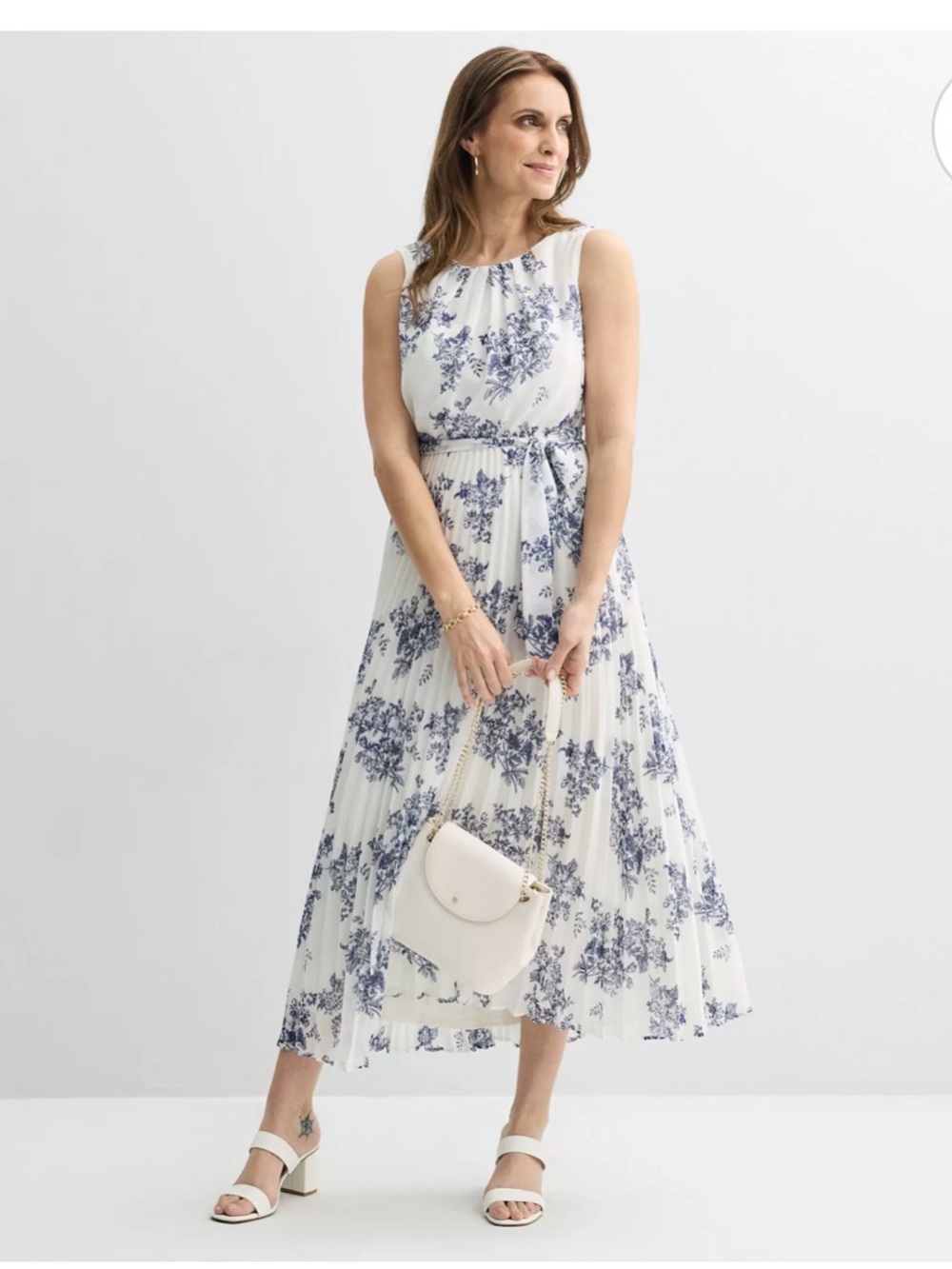 SANDRA DARREN Ivory & Blue Floral Maxi Dress size 6 NEW WITHOUT TAGS NWOT